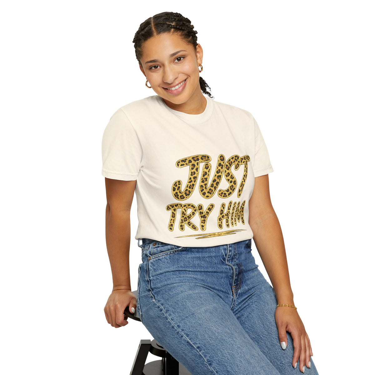 Just Try Him Christian T-Shirt | Leopard print Faith Tee